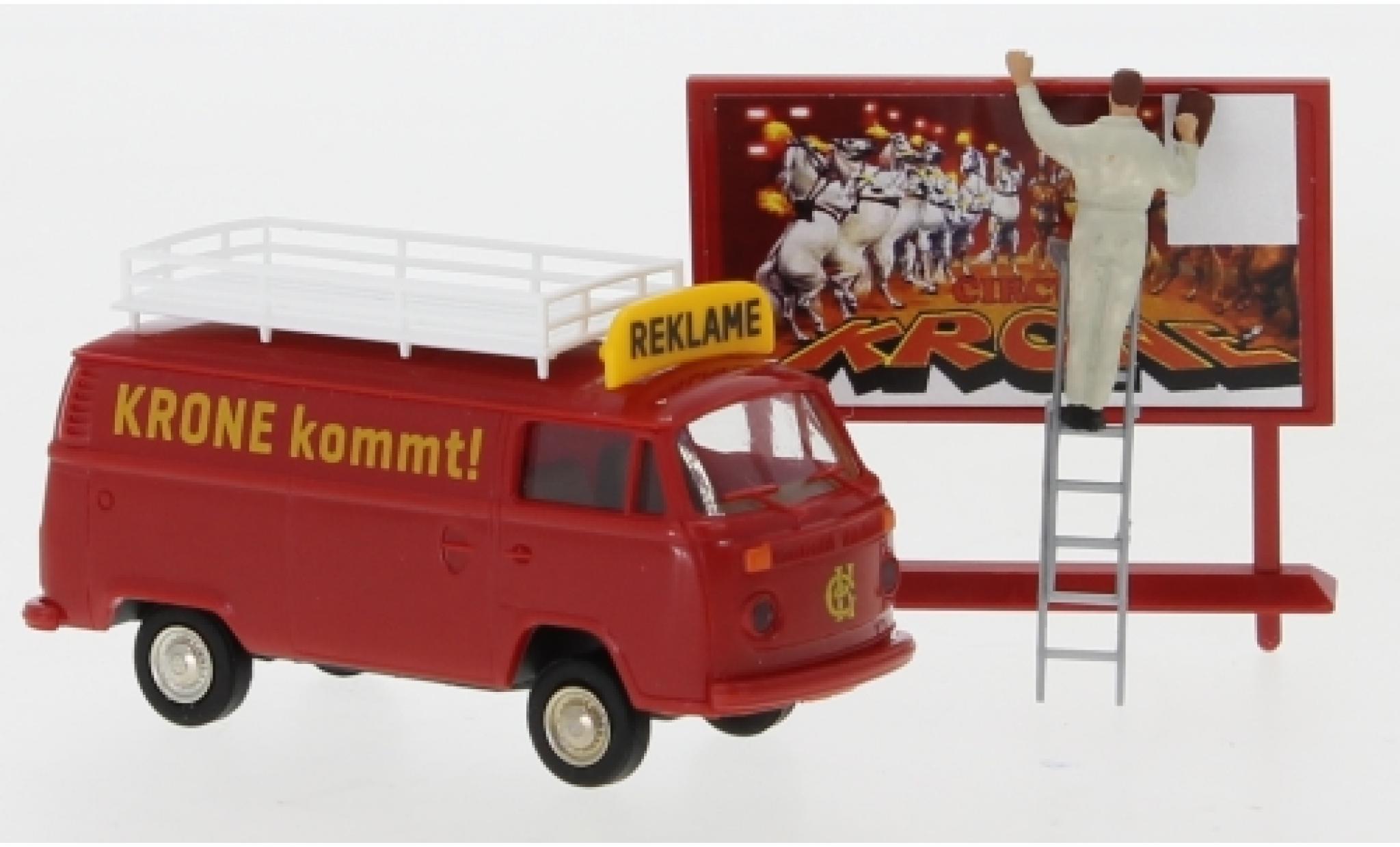 Volkswagen T2 1/87 Brekina Kasten Circus Krone Reklame 1973 avec figurine modellino in miniatura