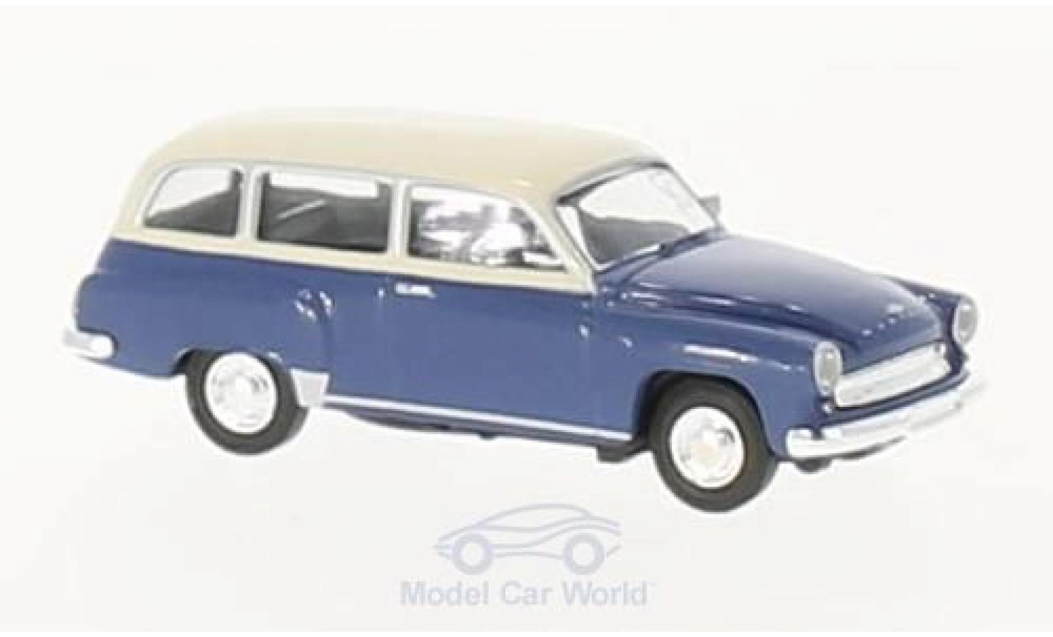 Wartburg 311 1/87 Brekina Kombi blu/beige modellino in miniatura