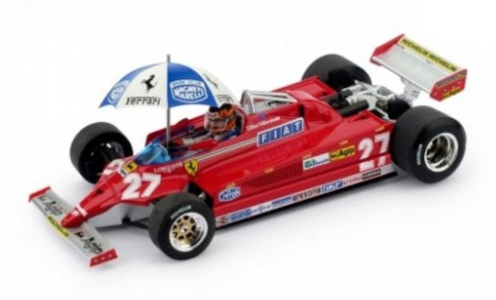 Ferrari 126 1/43 Brumm CK turbo No.27 Scuderia Formel 1 GP Spanien 1981 mit Figur und Regenschirm G.Villeneuve modellino in miniatura
