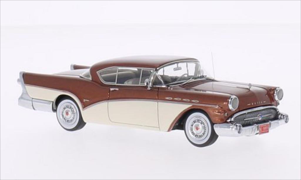 Buick Roadmaster 1/43 Neo Hardtop Coupe metallico marroneee/bianco 1957 modellino in miniatura