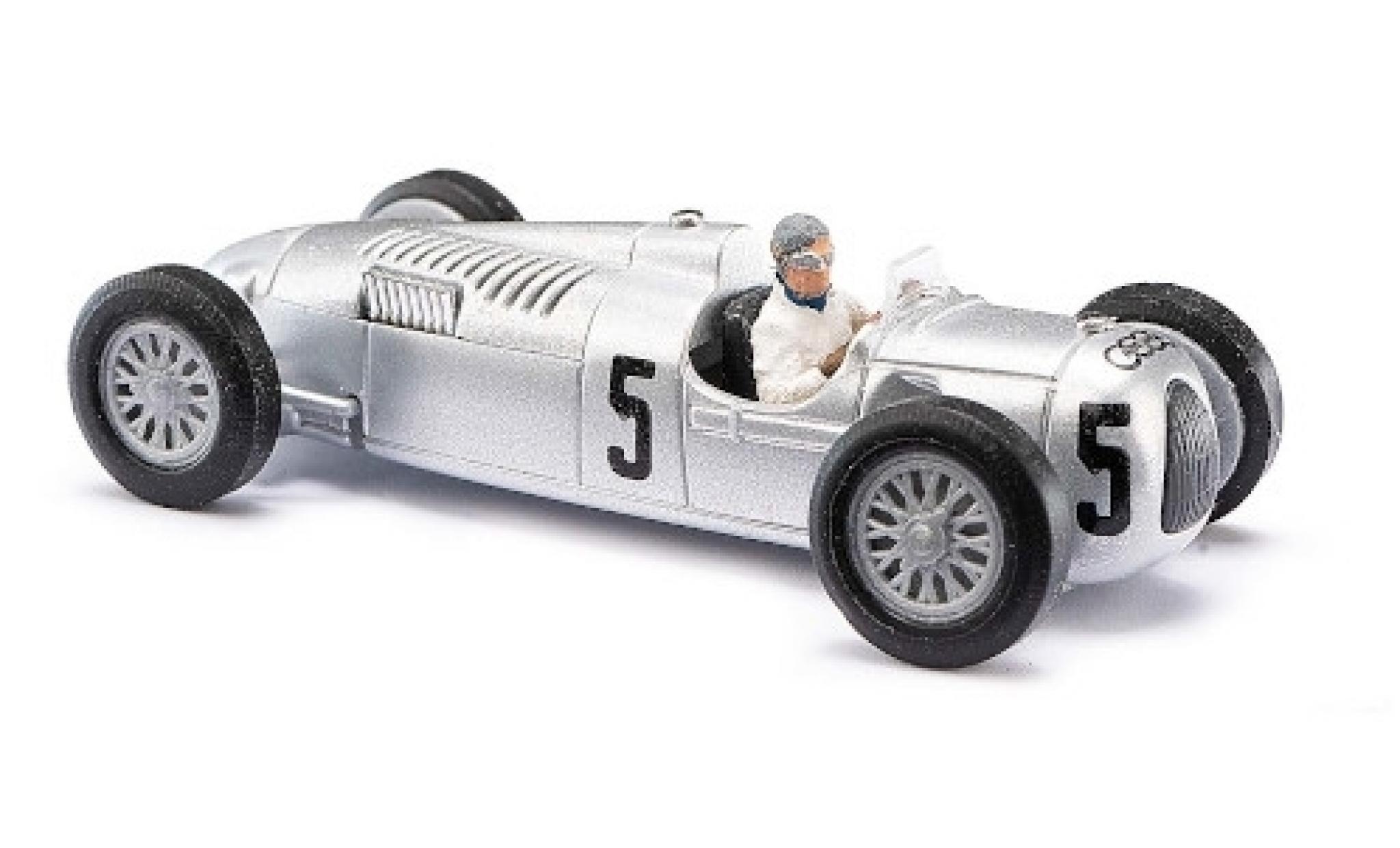 Auto Union Typ C 1/87 Busch No.5 Formel 1 GP Großbritannien 1937 mit Figur B.Rosemeyer modellino in miniatura