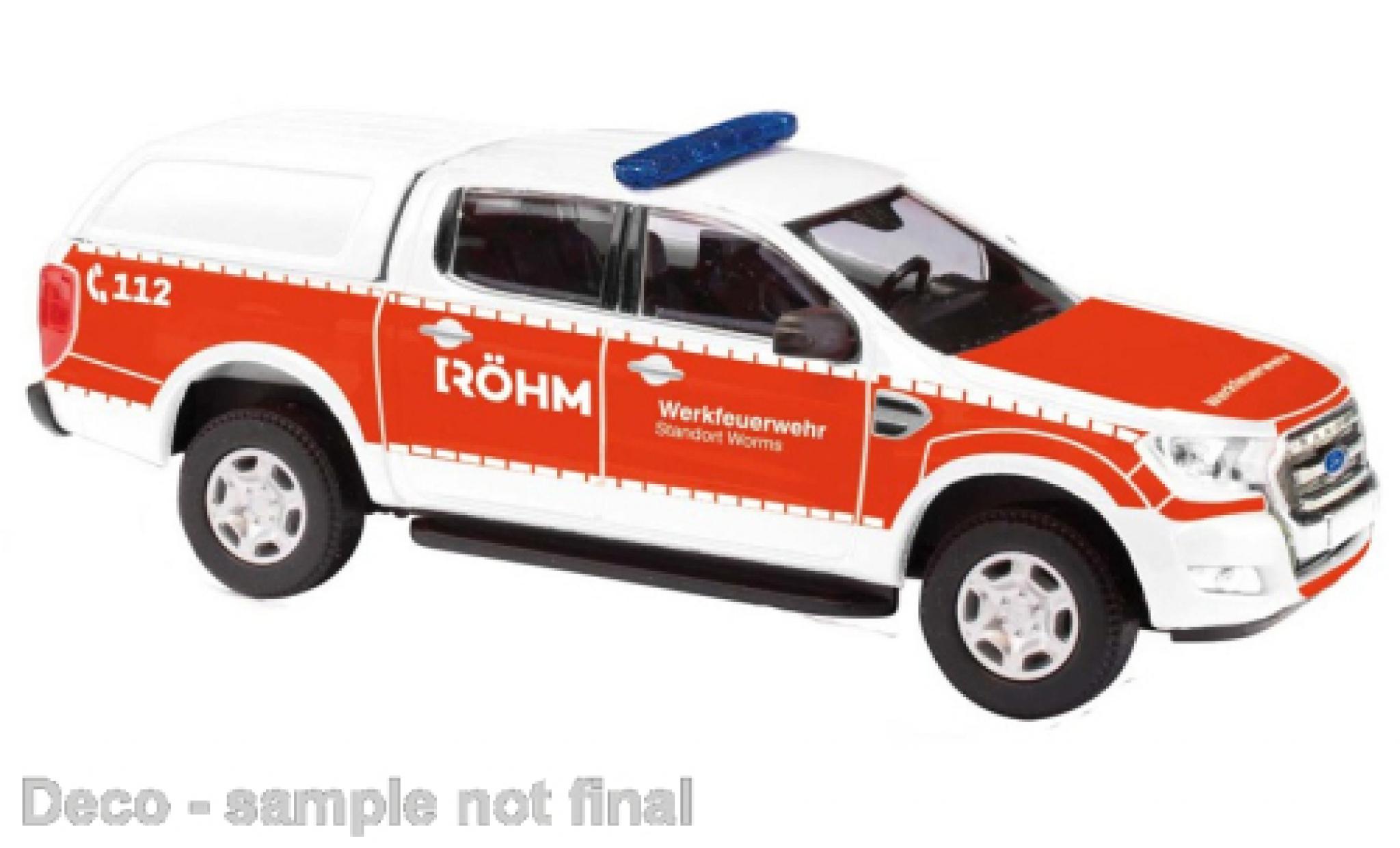Ford Ranger 1/87 Busch Werkfeuerwehr Röhm modellino in miniatura