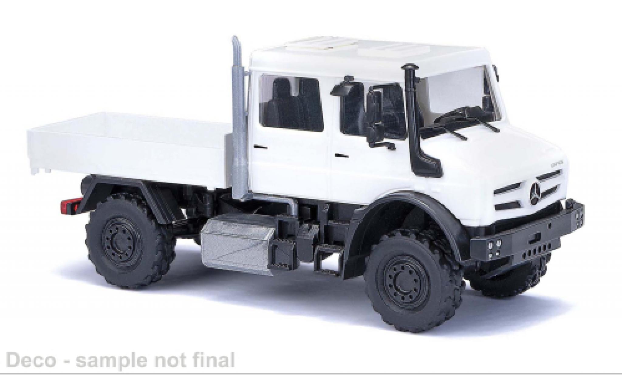 Mercedes Unimog 1/87 Busch U 5023 cabine double bianco 2013 modellino in miniatura