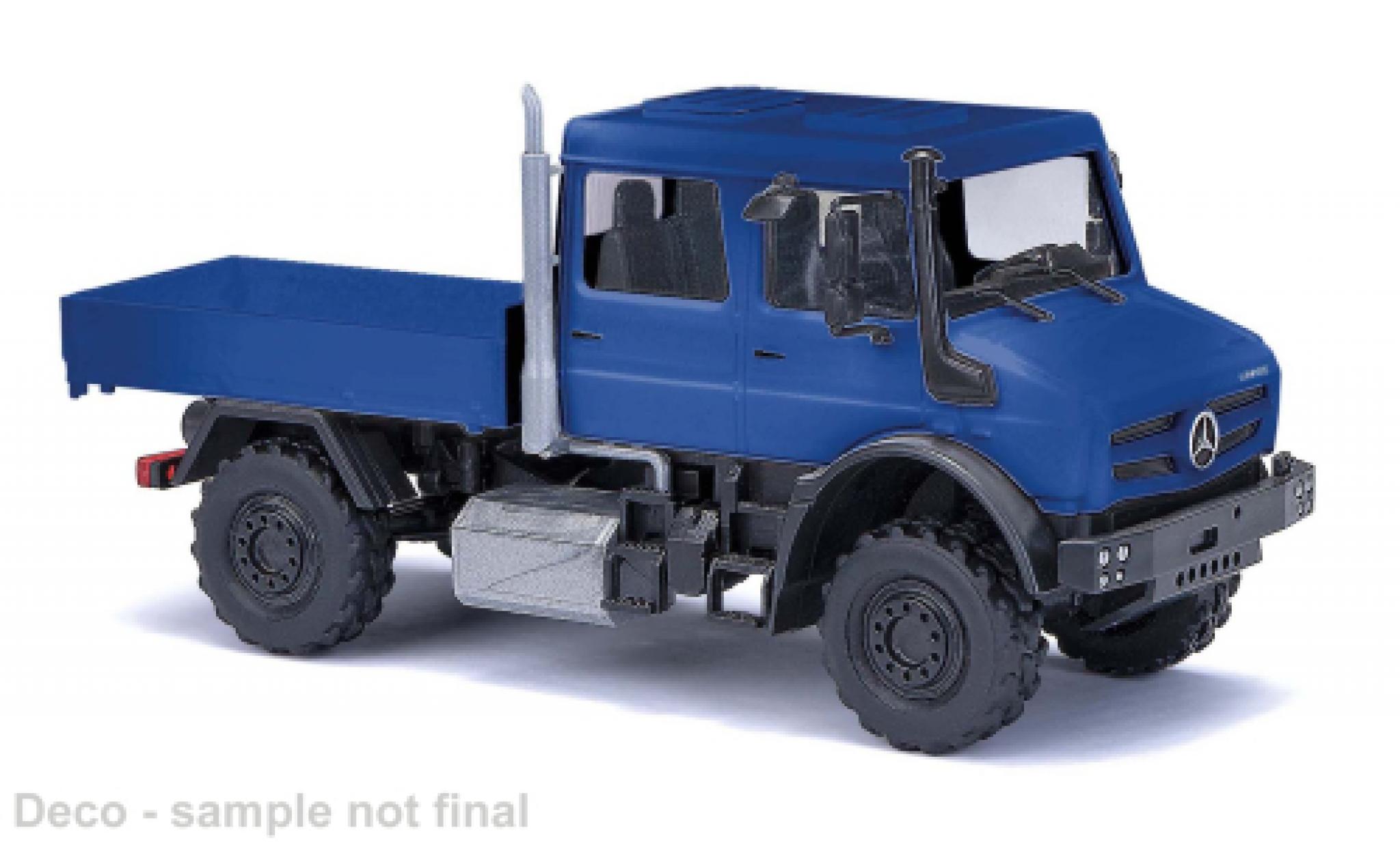 Mercedes Unimog 1/87 Busch U 5023 cabine double blu 2013 modellino in miniatura