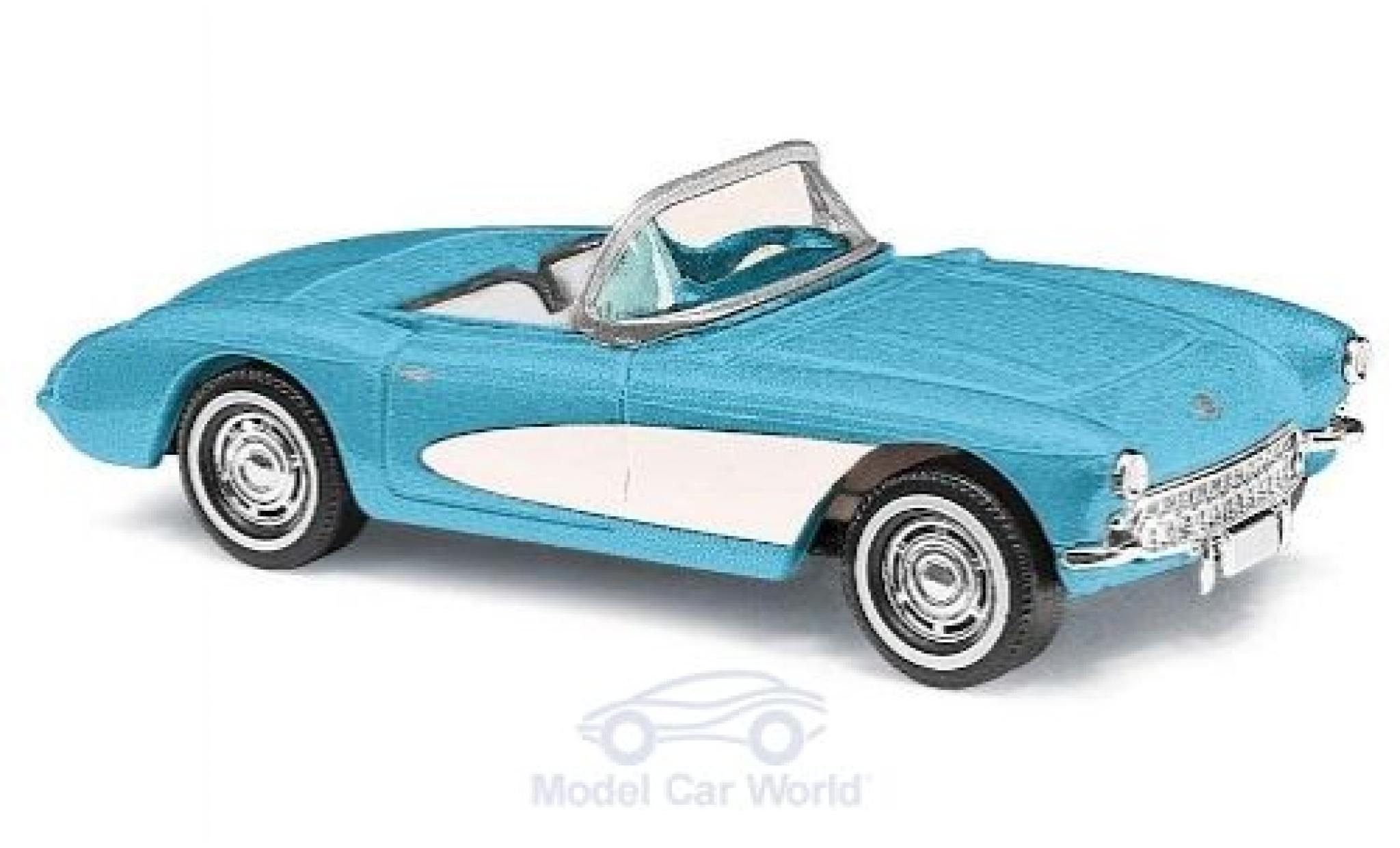 Chevrolet Corvette 1/87 Busch C1 Convertibile blu/bianco 1956 modellino in miniatura
