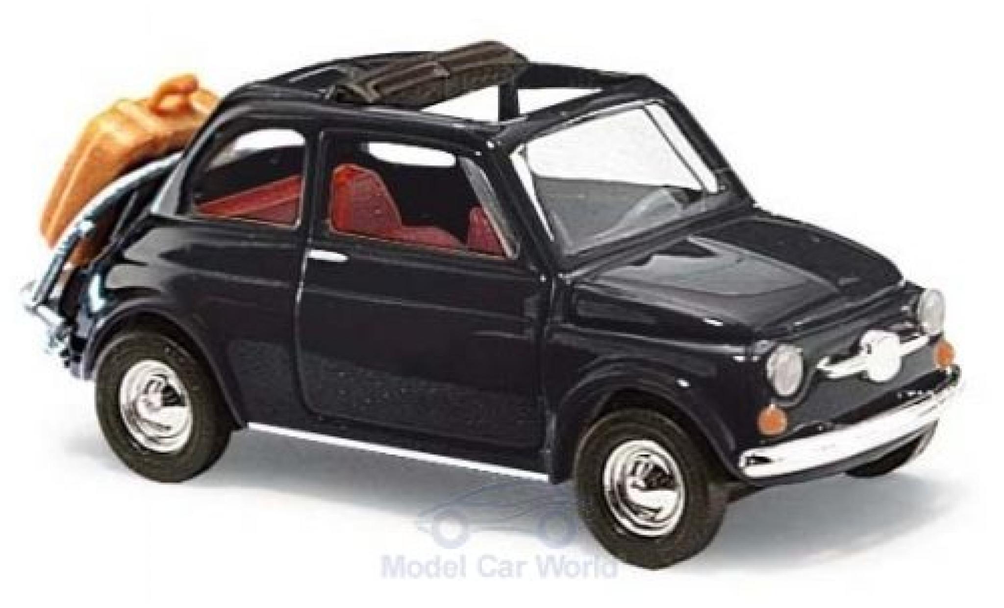 Fiat 500 1/87 Busch blu 1965 mit Heckgepäckträger modellino in miniatura
