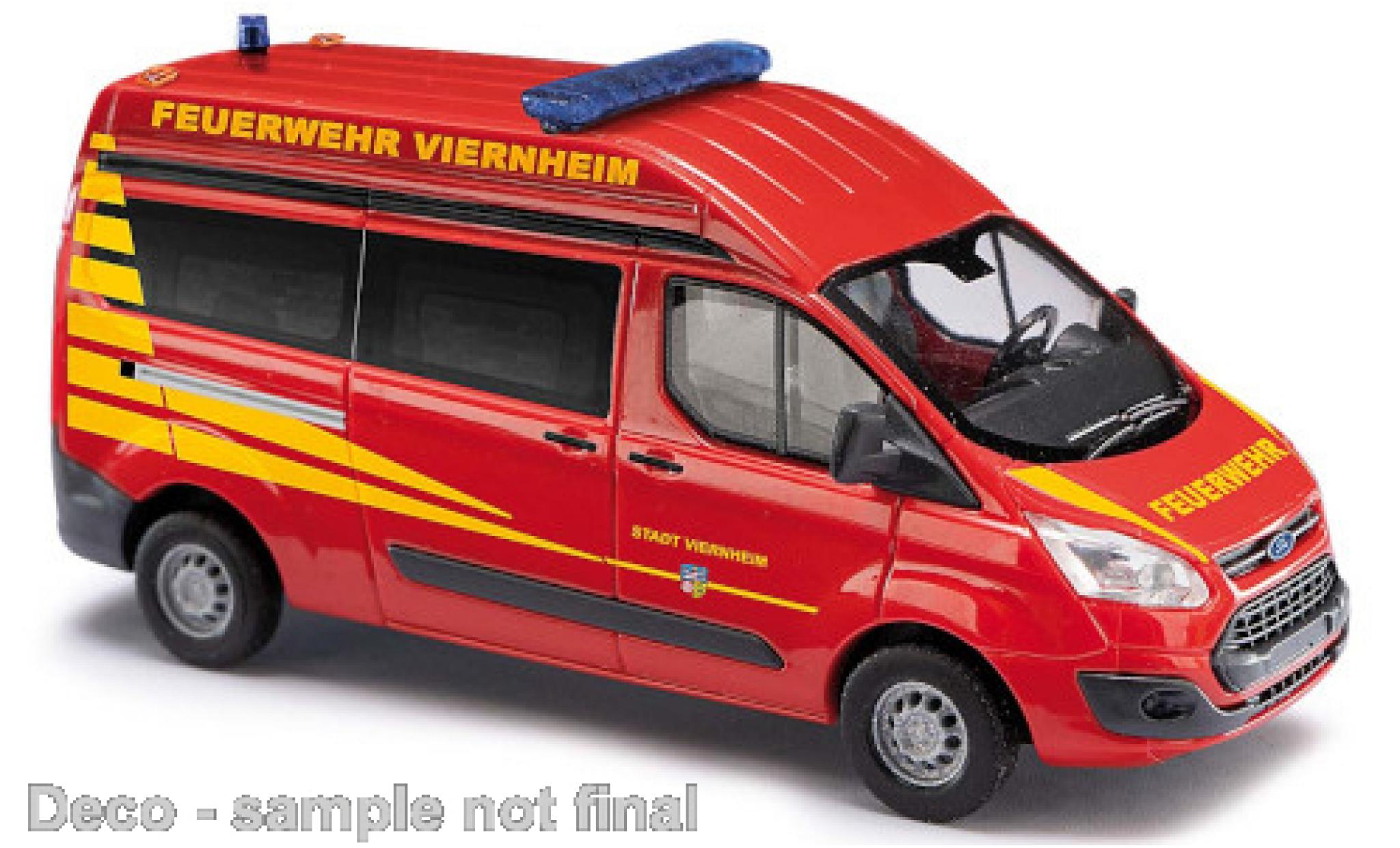 Ford Transit 1/87 Busch Custom Hochdach Bus Feuerwehr Viernheim 2012 modellino in miniatura