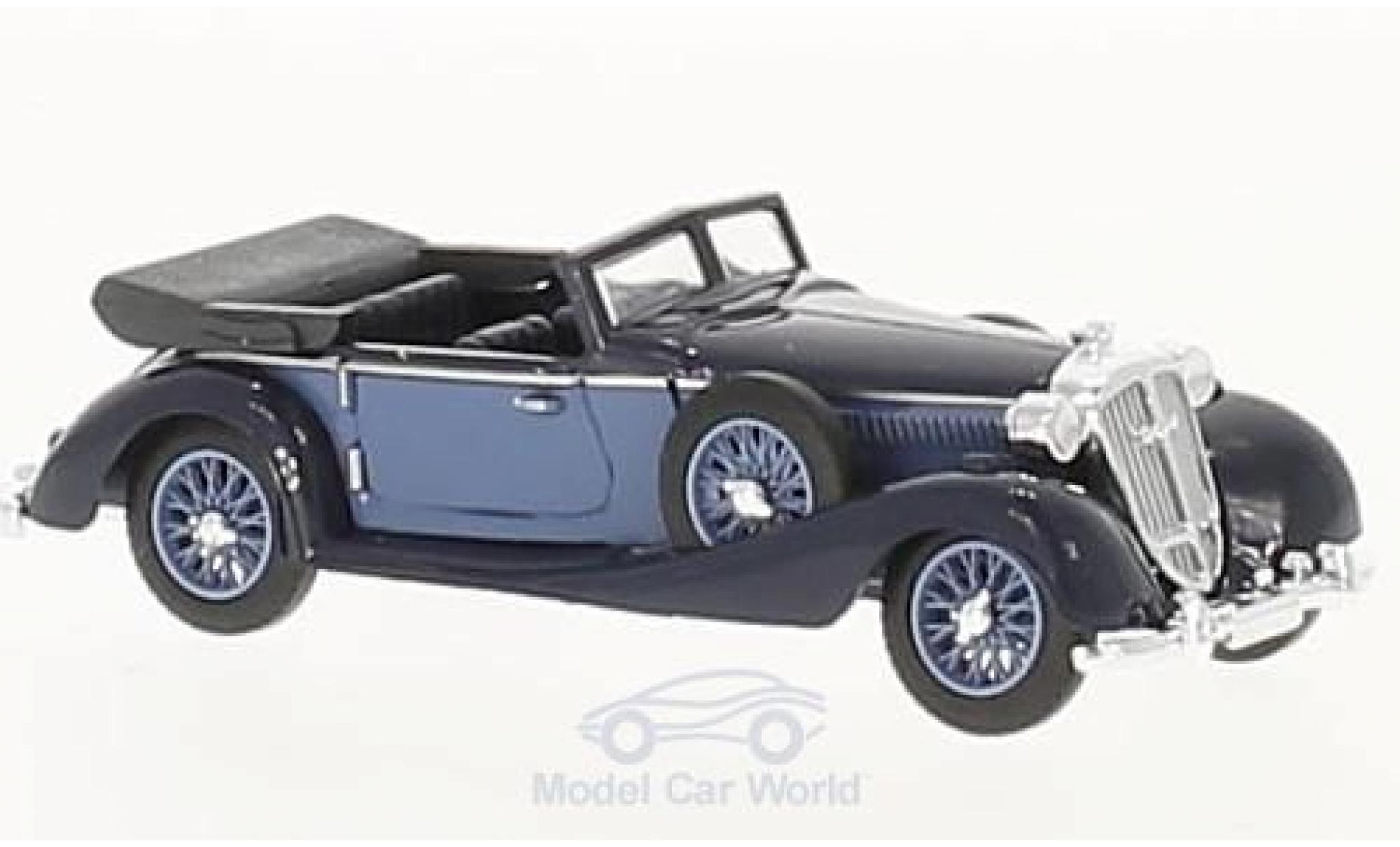 Horch 853 1/87 Busch Cabriolet blu/blu modellino in miniatura