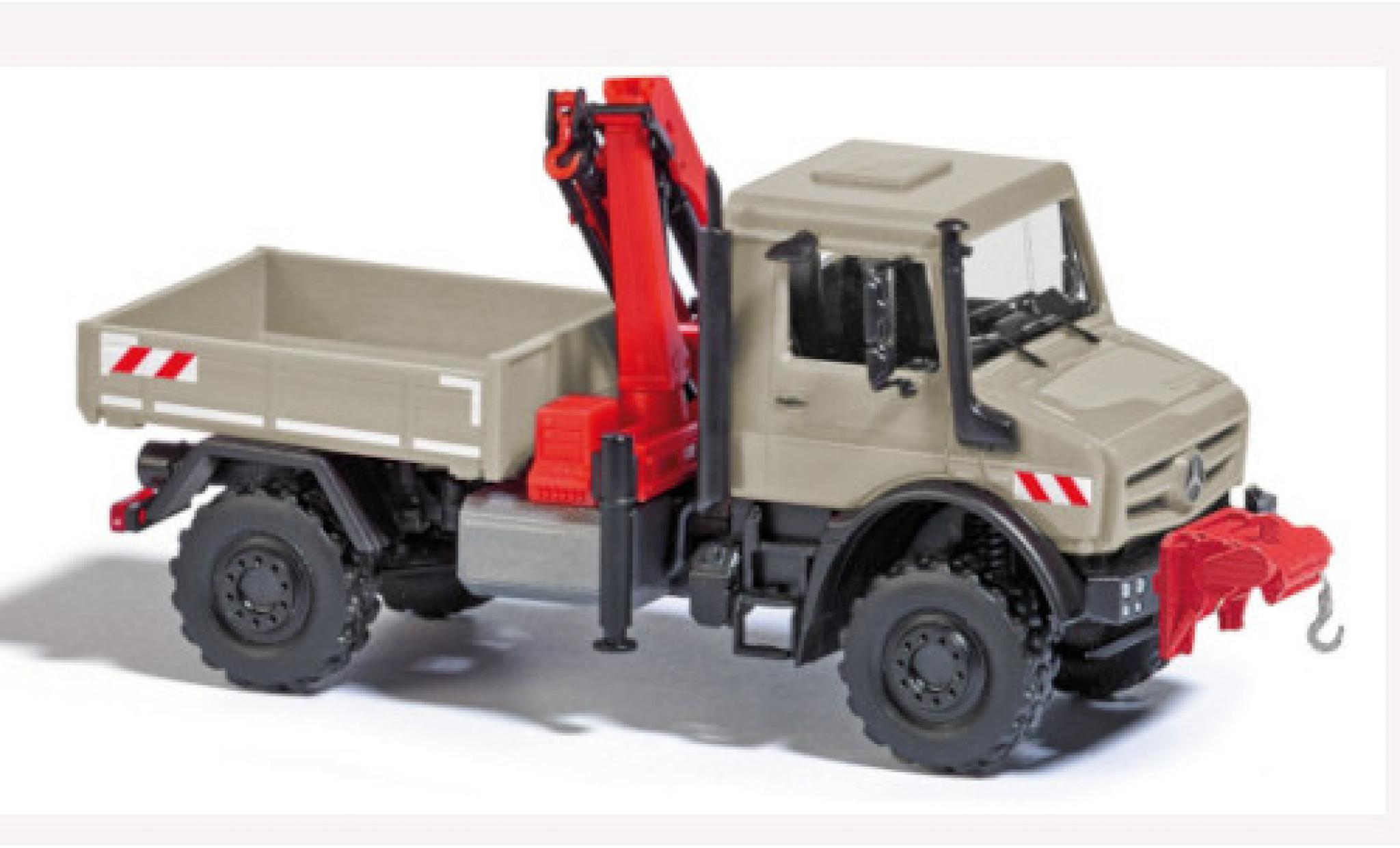 Mercedes Unimog 1/87 Busch U 5023 grigio 2014 mit Kran und Seilwinde modellino in miniatura