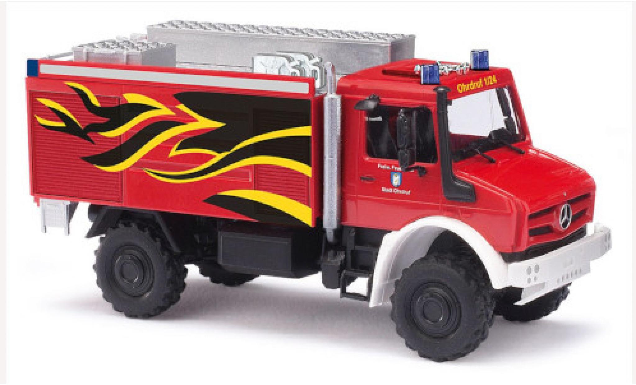 Mercedes Unimog 1/87 Busch U 5023 grigio Feuerwehr Ohrdruf/Thüringen 2014 modellino in miniatura