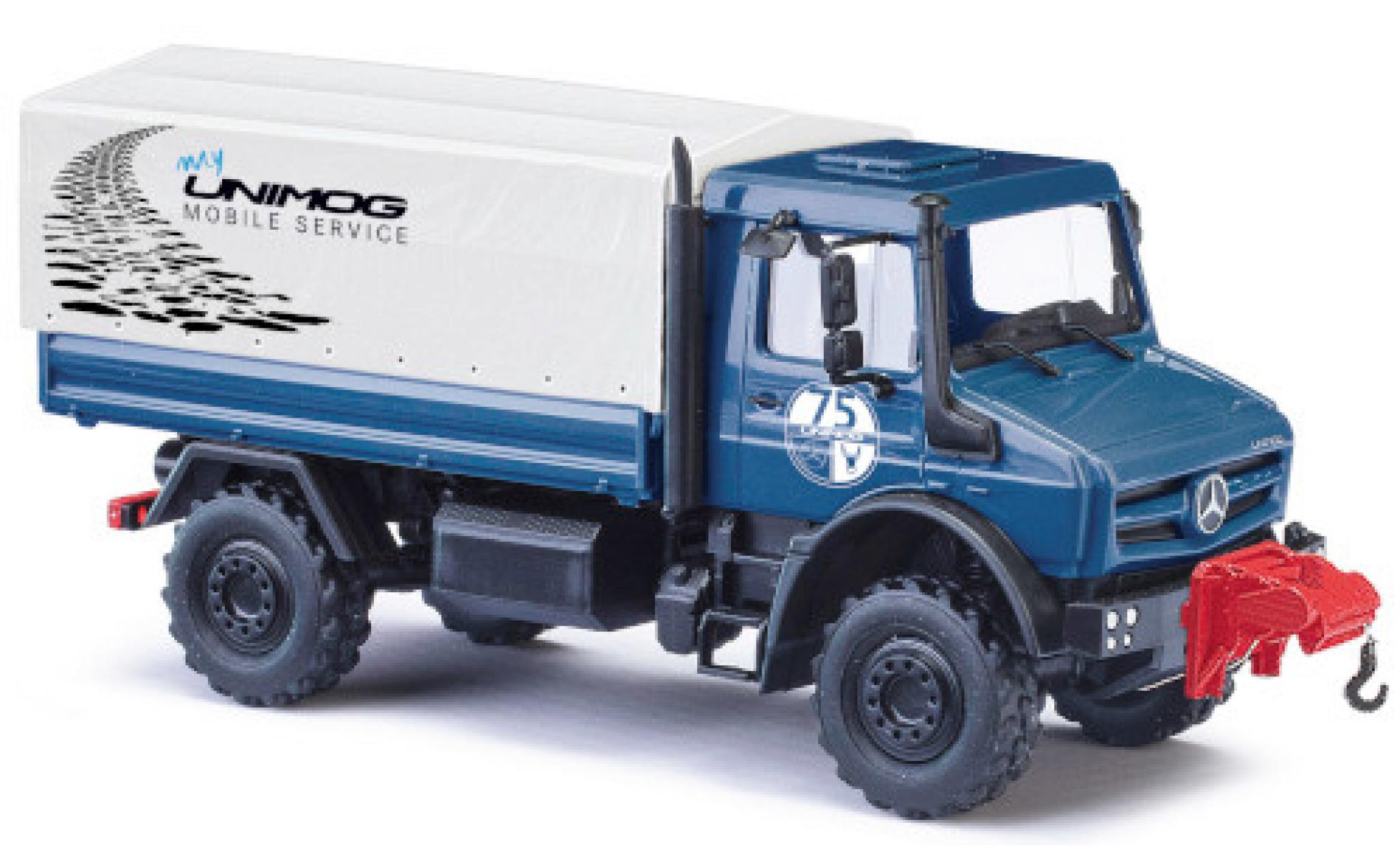 Mercedes Unimog 1/87 Busch U5023 Mobile Service 2014 Modèle anniversaire avec Seilwinde modellino in miniatura