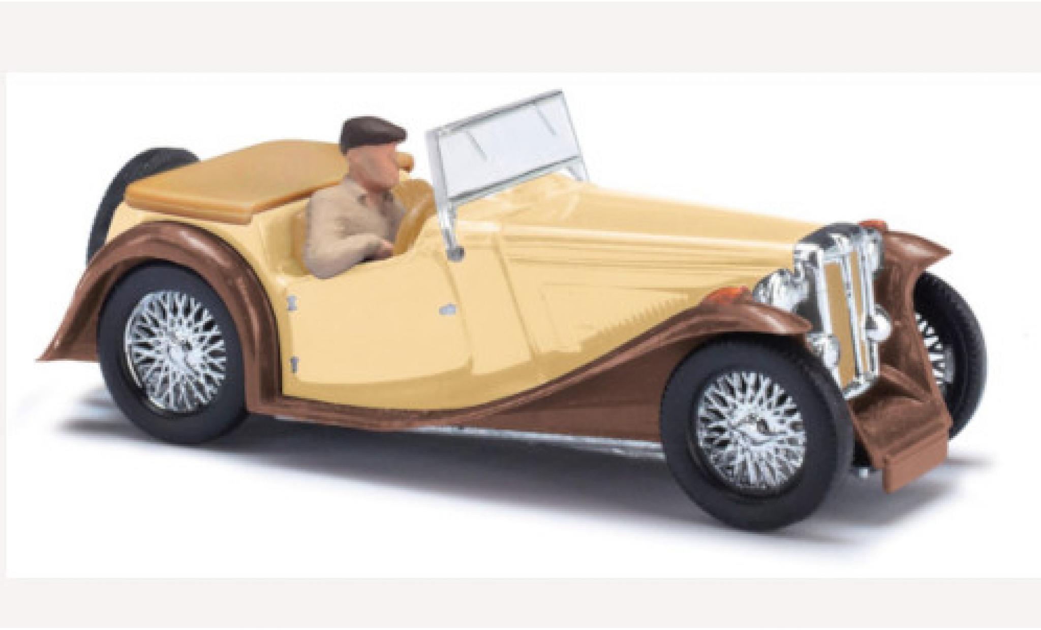 MG Midget 1/87 Busch TC beige/marroneee 1968 mit Figur modellino in miniatura