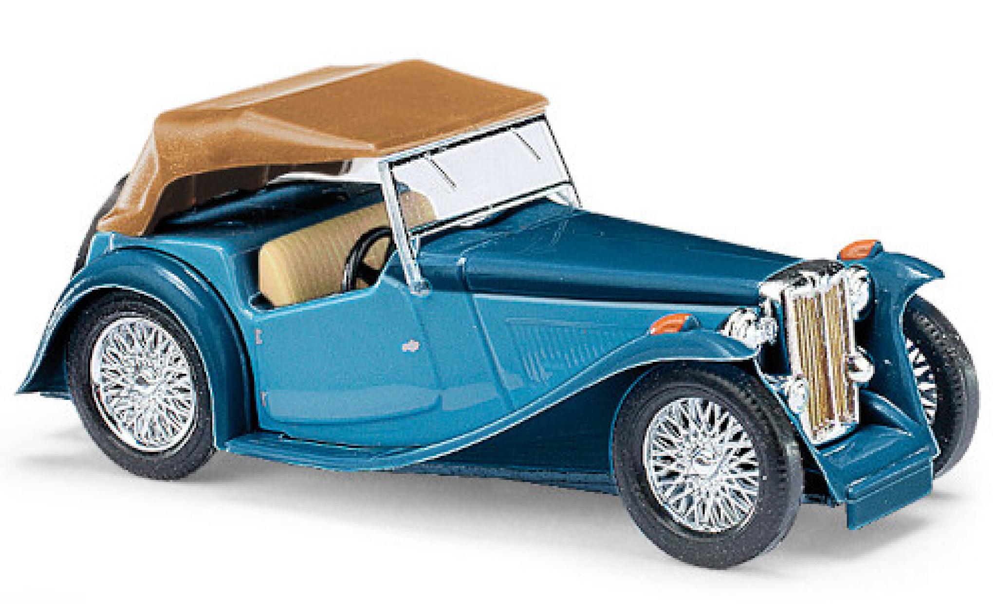 MG TC 1/87 Busch Midget blu/blu RHD Verdeck fermé modellino in miniatura