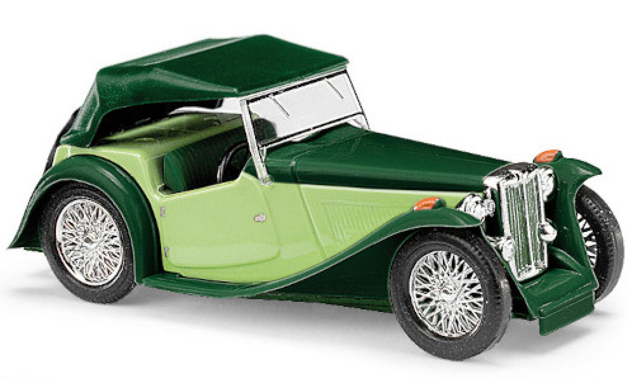 MG TC 1/87 Busch Midget verde/verde RHD Verdeck fermé modellino in miniatura