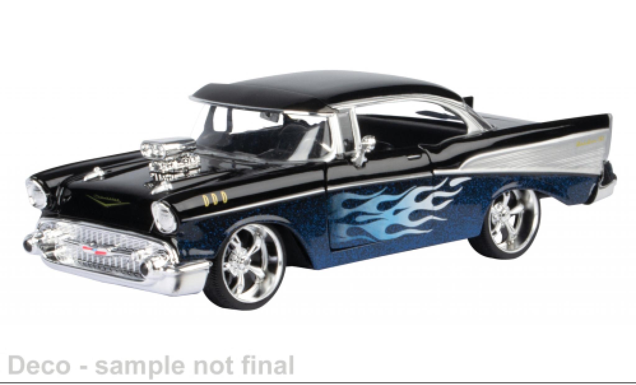 Chevrolet Bel Air 1/24 Motormax schwarz/blau 1957 1:24 modellino in miniatura