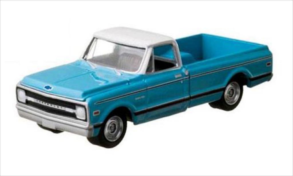 Chevrolet C-10 1/64 Greenlight blu/bianco 1970 modellino in miniatura