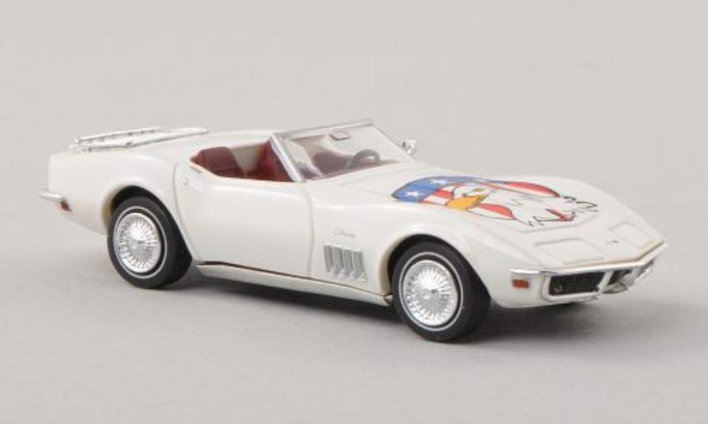 Chevrolet Corvette C3 1/87 Brekina C3 Convertibile American Eagle bianco mit Dekor auf Motorhaube modellino in miniatura