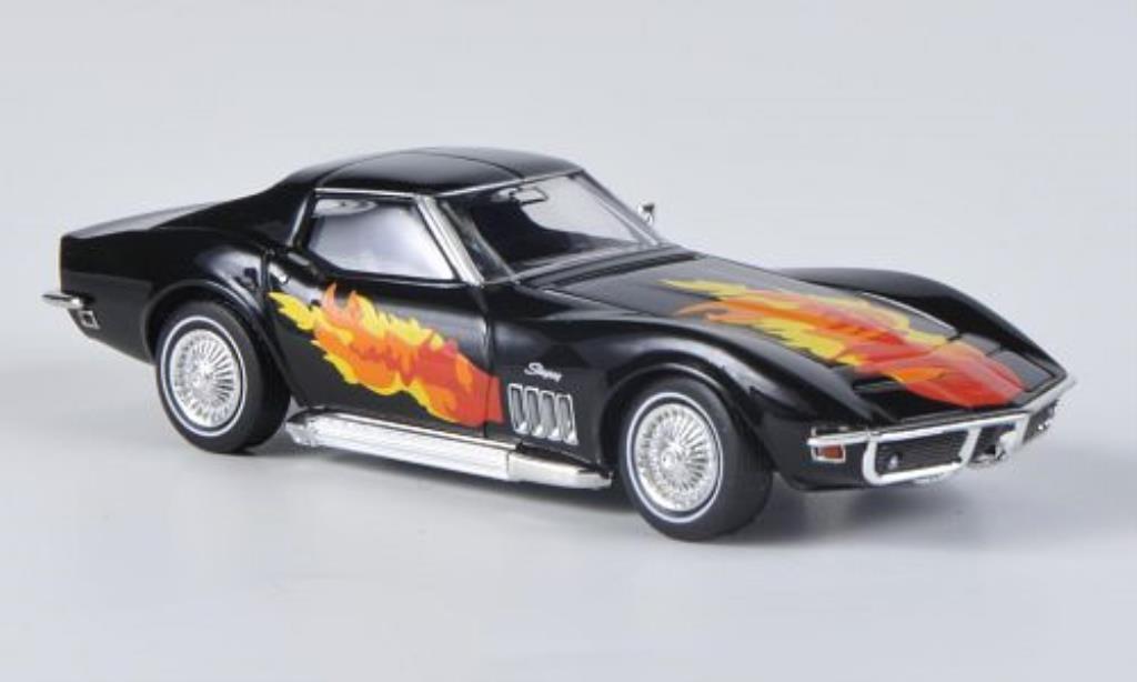 Chevrolet Corvette C3 1/87 Brekina C3 nero mit Flammendekor und Sidepipes modellino in miniatura