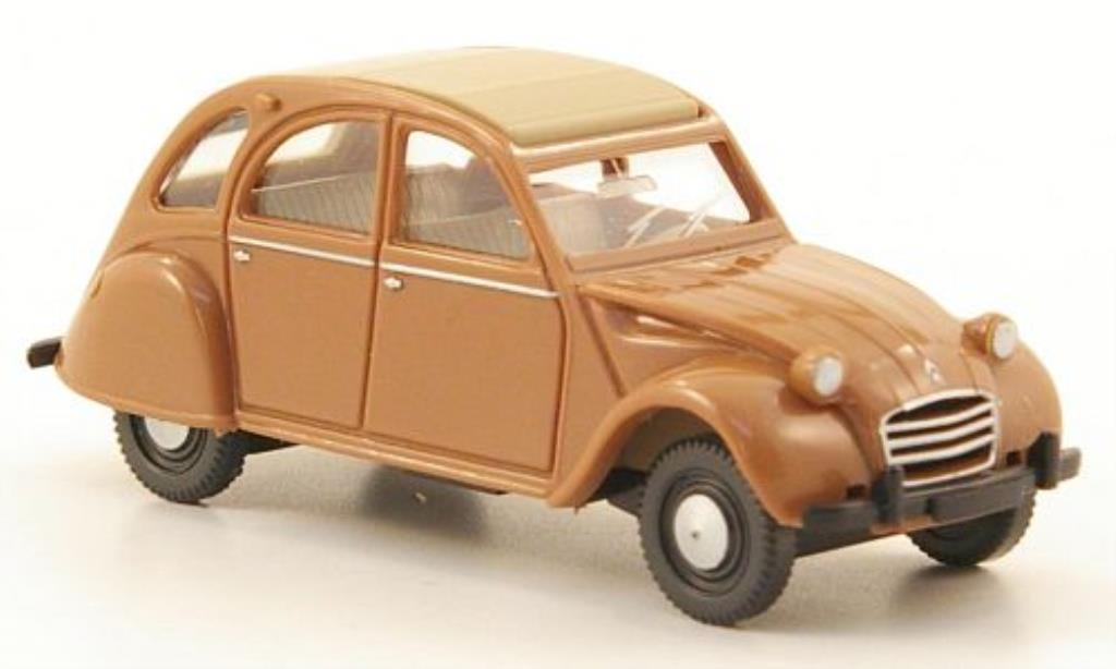 Citroen 2CV 1/87 Wiking marroneee/beige modellino in miniatura