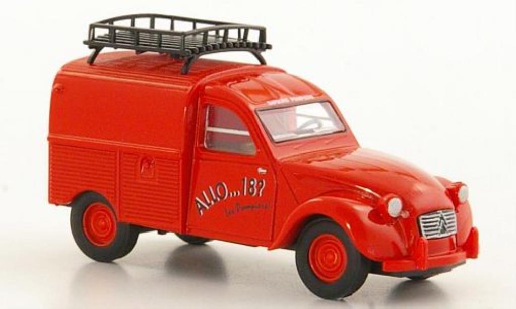 Citroen 2CV 1/87 Brekina Fourgonette Pompiers Feuerwehr modellino in miniatura