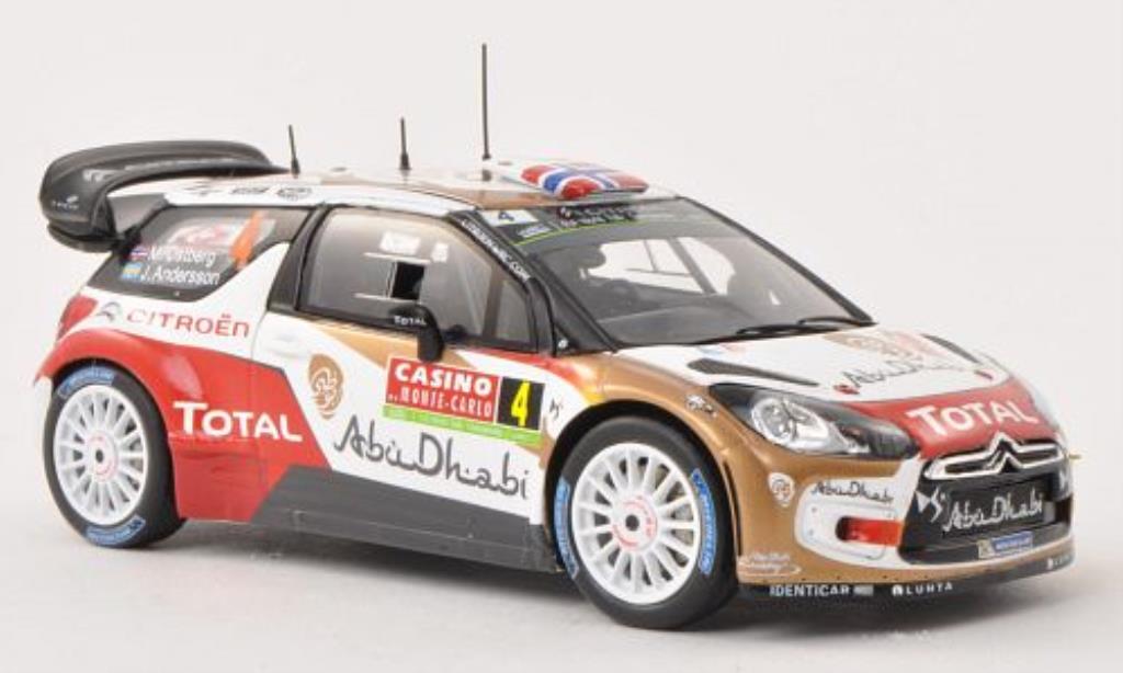 DS Automobiles DS3 1/43 Spark No.4 Citroen Total Abu Dhabi WRT Rally Monte Carlo 2014 /J.Andersson modellino in miniatura