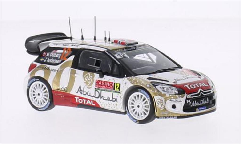 DS Automobiles DS3 1/43 Spark WRC No.12 Citroen Total Abu Dhabi WRT Total Rallye Monte-Carlo 2015 /J.Andersson modellino in miniatura