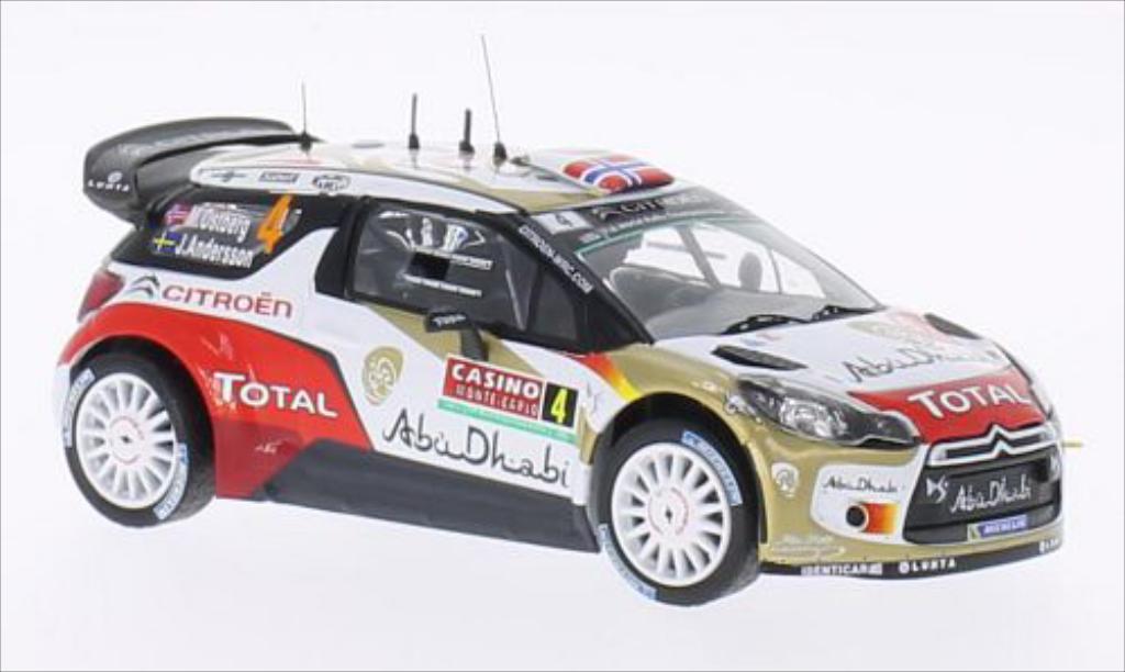 DS Automobiles DS3 1/43 IXO WRC No.4 Abu Dhabi Rally Monte Carlo 2014 /J.Andersson modellino in miniatura