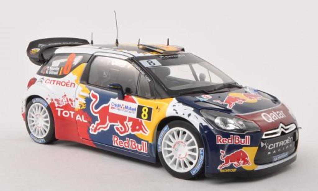 DS Automobiles DS3 1/18 Norev WRC No.8 Red Bull Rally Frankreich 2012 /N.Gilsoul modellino in miniatura