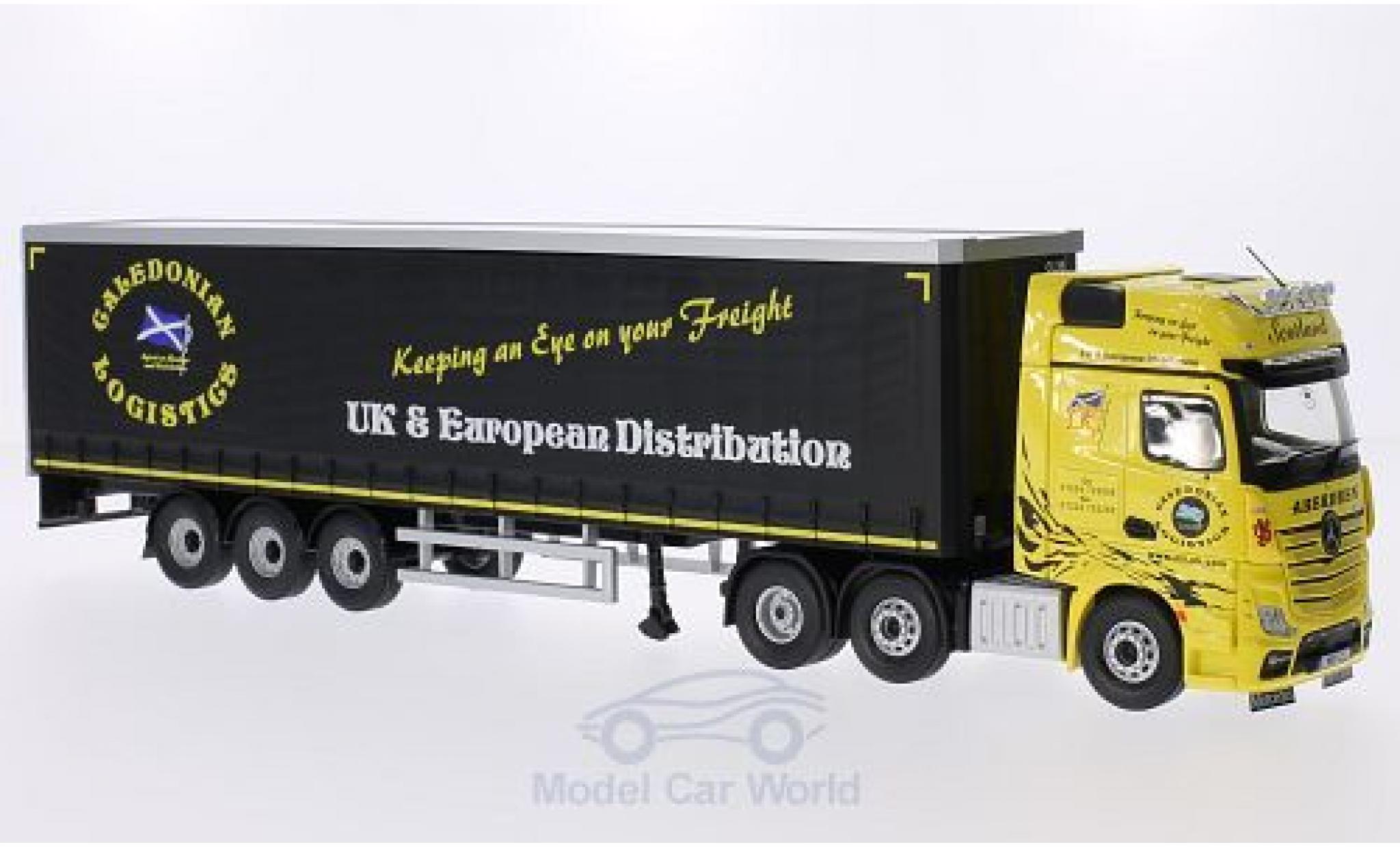 Mercedes Actros 1/50 Corgi MP4 RHD Caledonian Logistics Gardinenplanen-Sattelzug ohne Vitrine modellino in miniatura