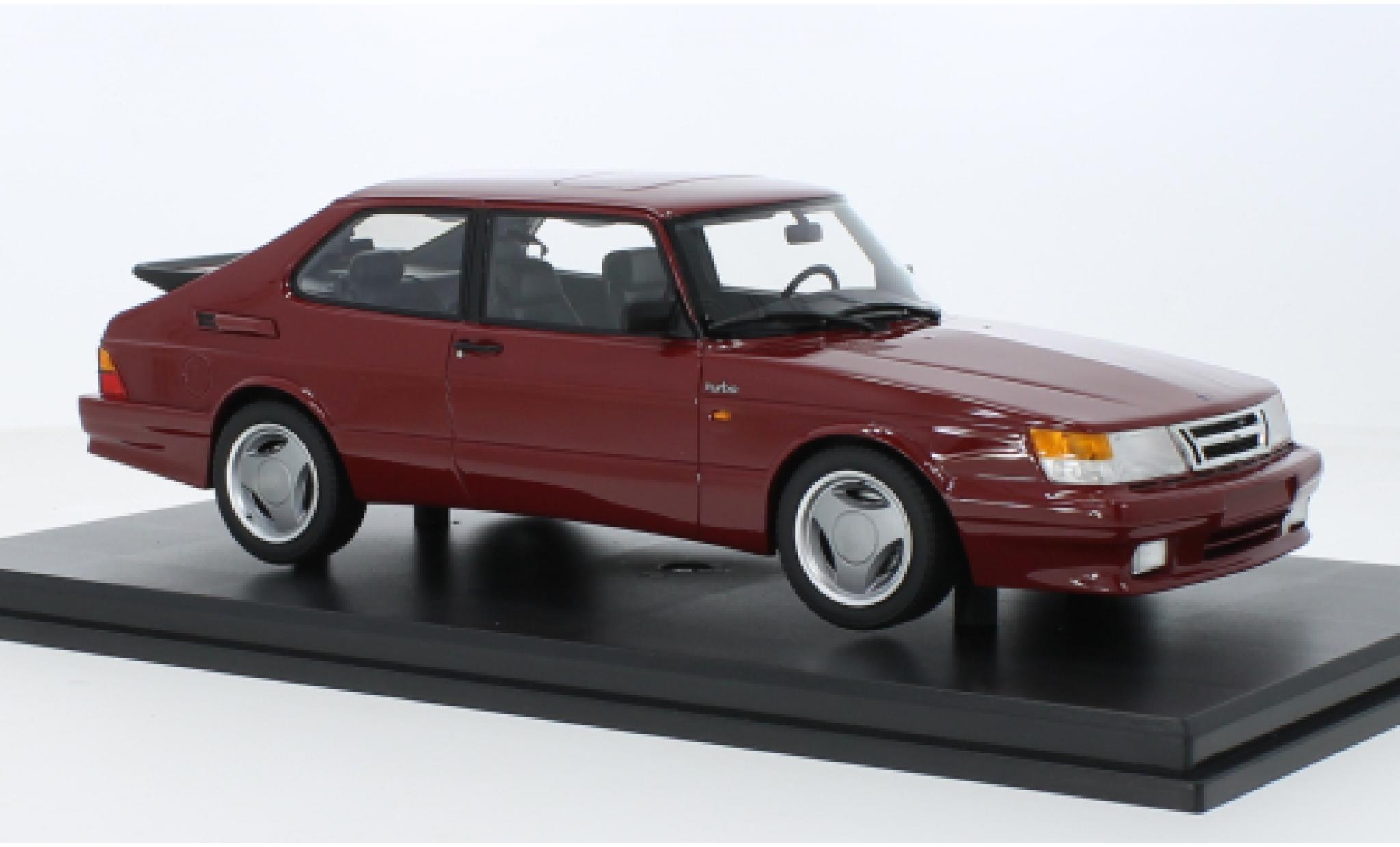 Saab 900 1/18 DNA Collectibles Turbo T16 flux d'air metallise rosso foncé 1988 modellino in miniatura