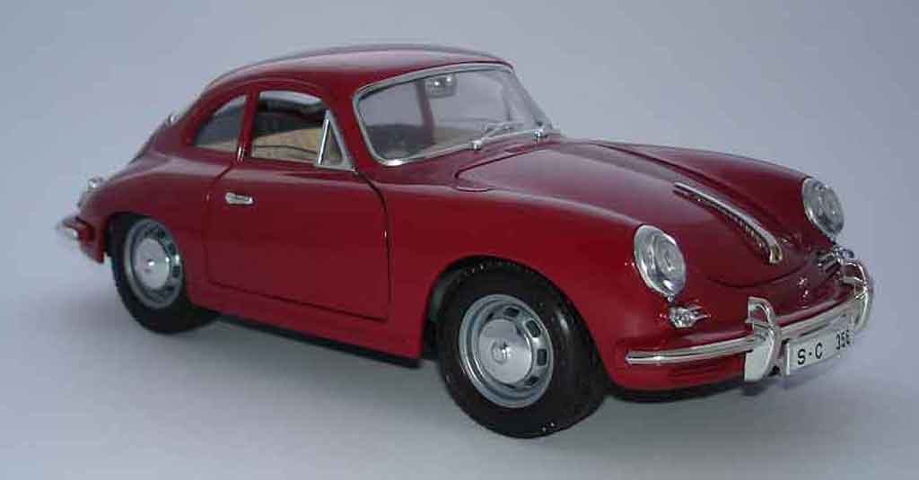 Porsche 356 1/18 Burago B coupe rosso modellino in miniatura