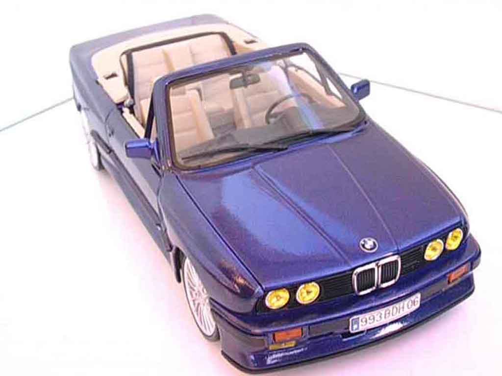 Bmw 325 E30 1/18 Autoart E30 i cabriolet e30 blu metallized swap moteur m3 interieur cuir beige modellino in miniatura