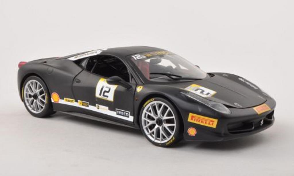 Ferrari 458 Challenge 1/18 Hot Wheels Challenge No.12 matt-nero modellino in miniatura