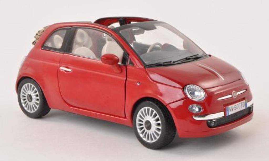 Fiat 500 1/18 Motormax Cabrio rosso modellino in miniatura