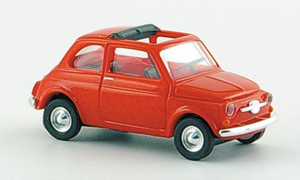 Fiat 500 F 1/87 Busch F rosso mit geoffnetem Faltdach 1965 modellino in miniatura