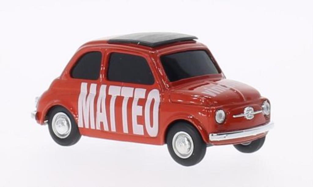 Fiat 500 1/43 Brumm MATTEO vincere! rosso-orange modellino in miniatura