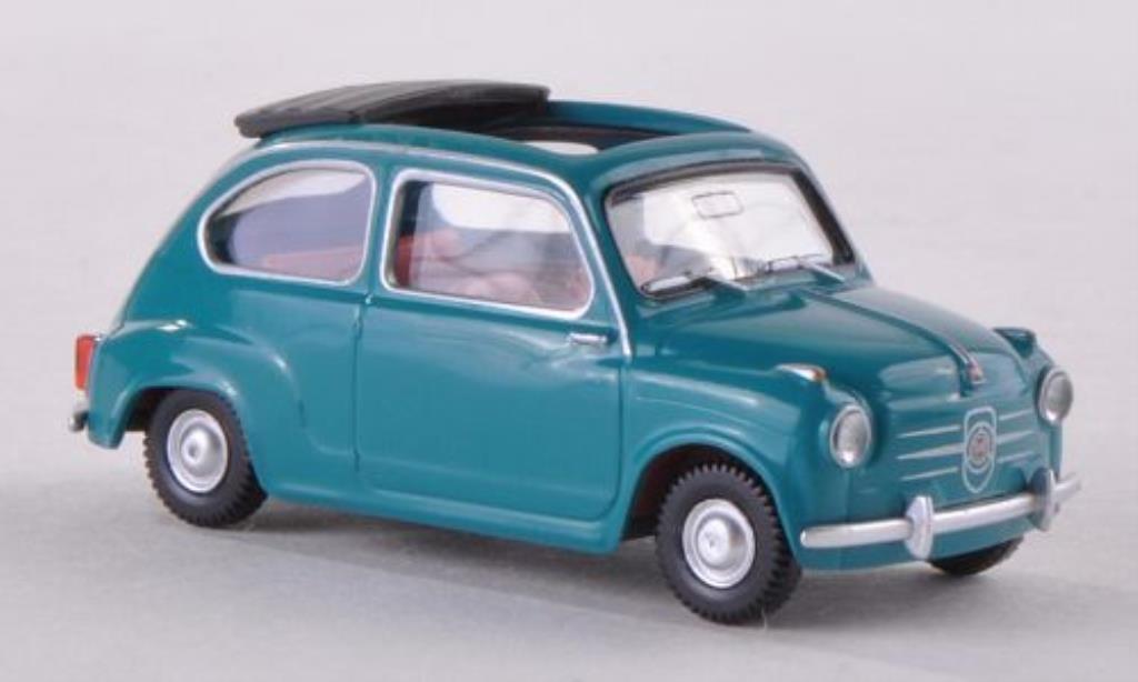 Fiat 600 1/87 Wiking blu-grun mit offenem Faltdach modellino in miniatura