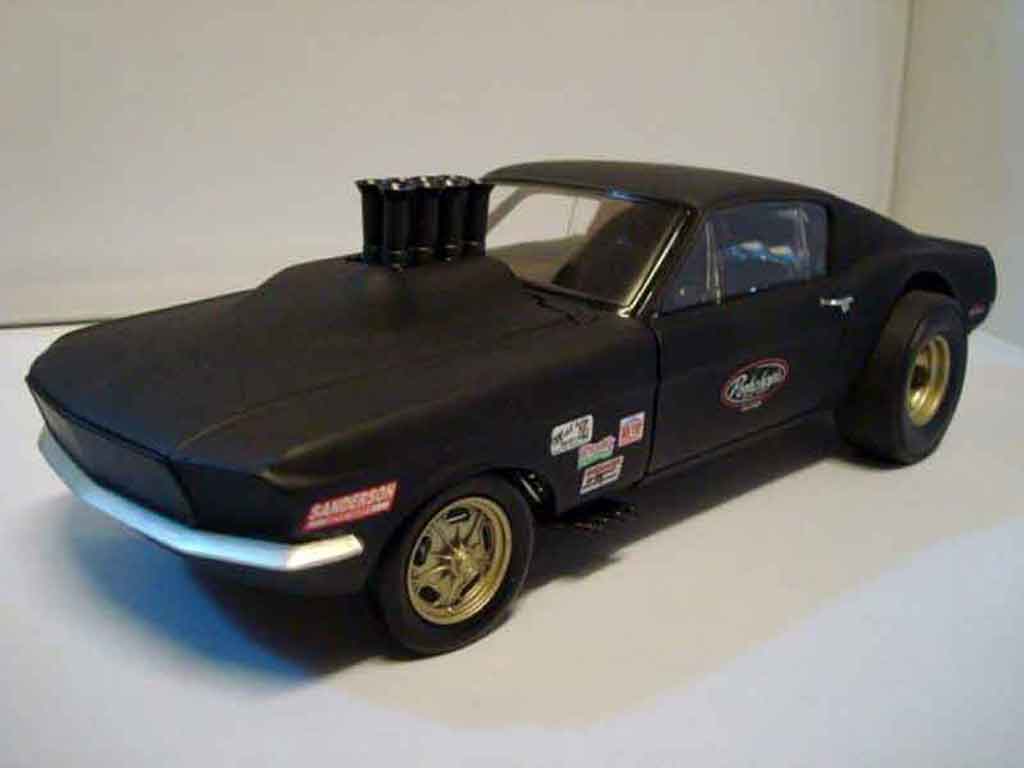 Ford Mustang 1967 1/18 GMP 1967 drag gasser pork chop flat black modellino in miniatura
