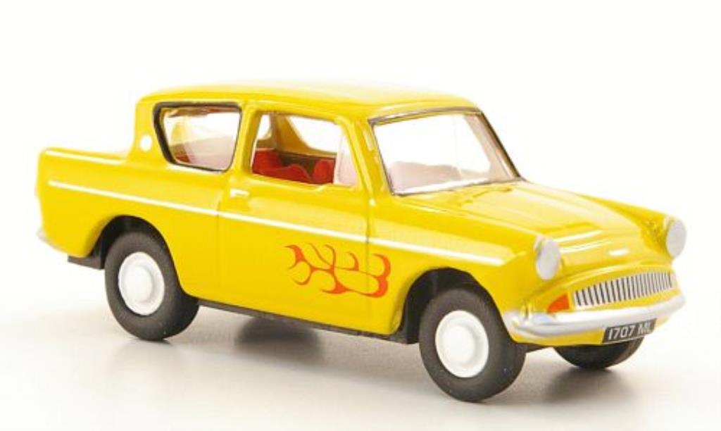 Ford Anglia 1/76 Oxford giallo mit Flammendekor modellino in miniatura