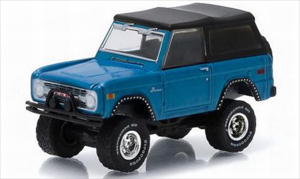 Ford Bronco 1/64 Greenlight metallico blu 1975 modellino in miniatura