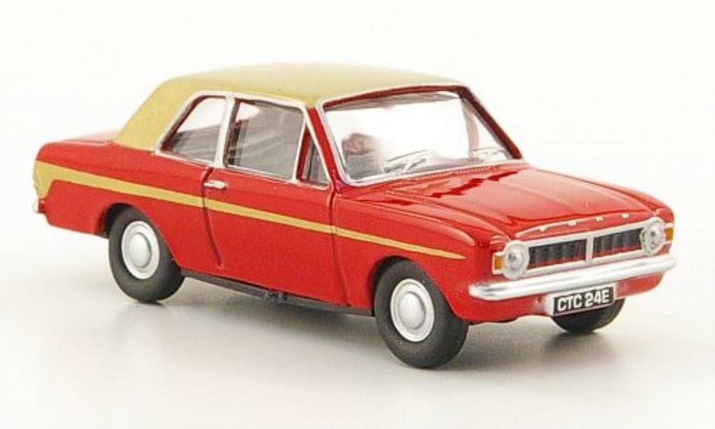 Ford Cortina 1/76 Oxford MKII rosso/gold modellino in miniatura