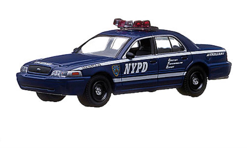 Ford Crown 1/64 Greenlight Victoria NYPD Auxiliary - New York Police Department Polizei (USA) modellino in miniatura