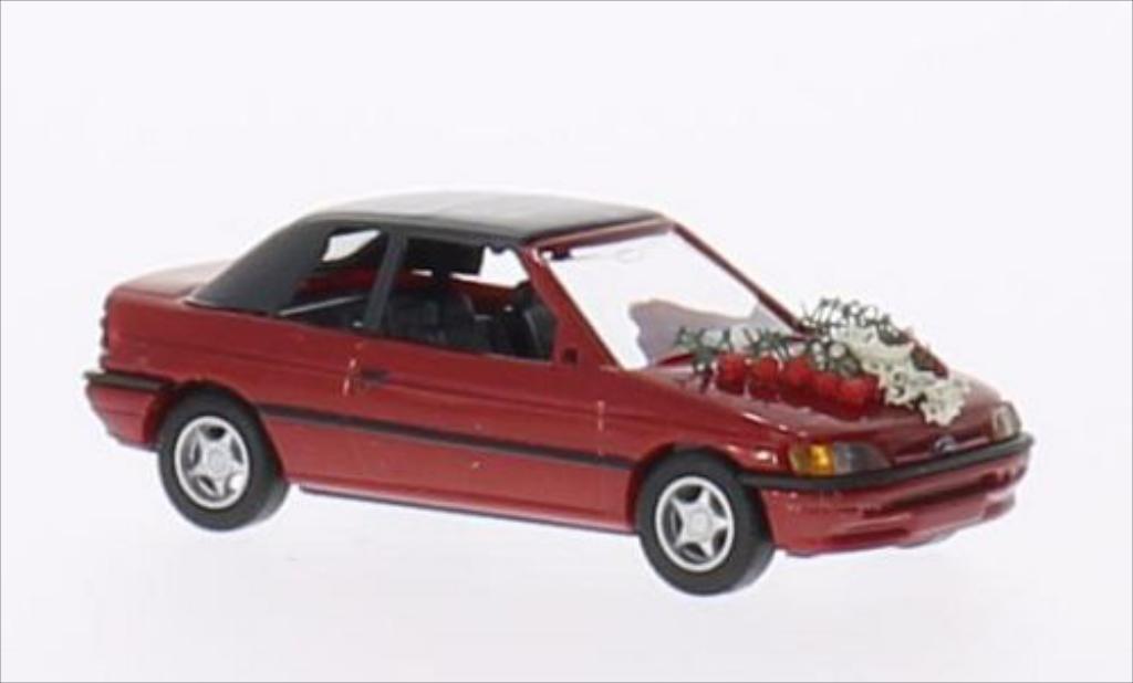 Ford Escort 1/87 Busch Cabriolet metallico rosso modellino in miniatura