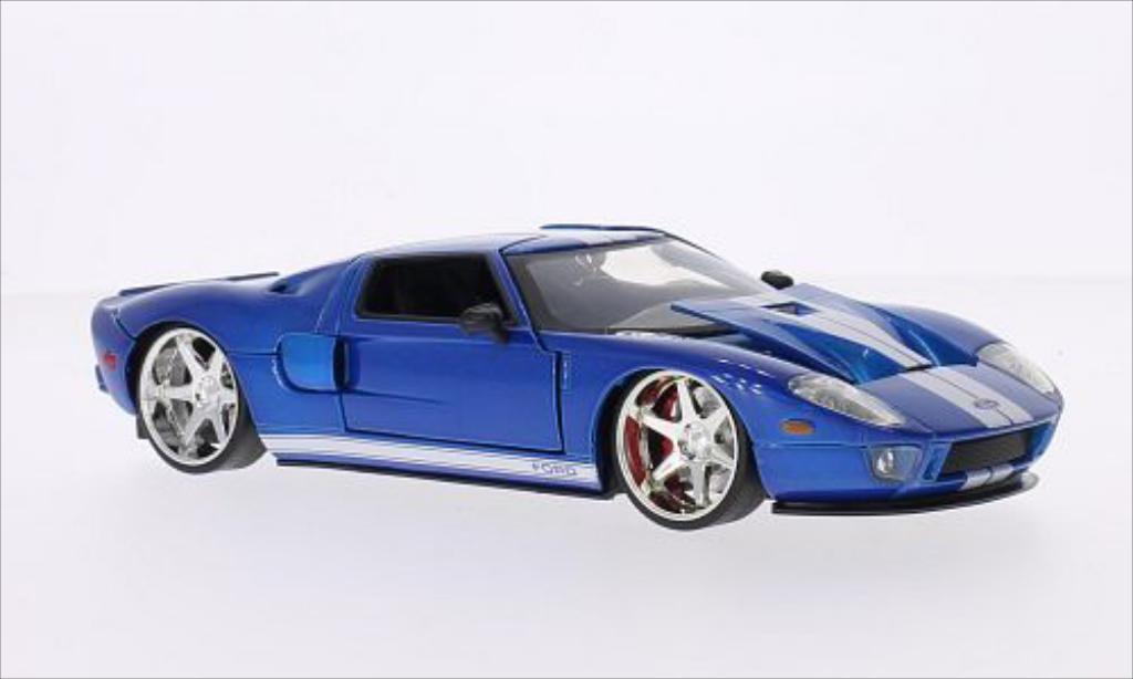 Ford GT 1/24 Jada Toys metallico blu/bianco Furious 7 2005 modellino in miniatura