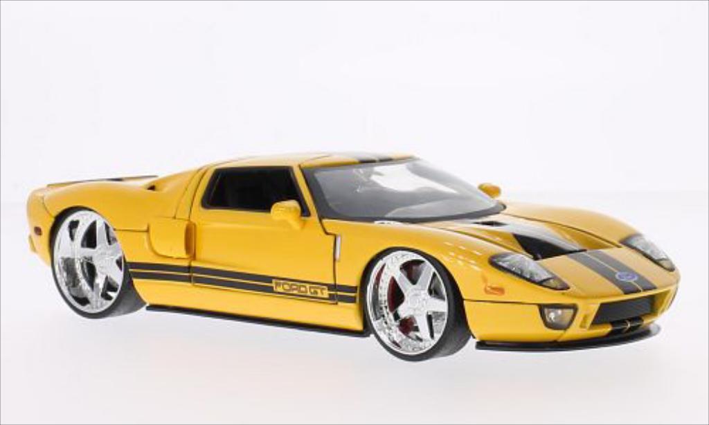 Ford GT 1/24 Jada Toys Tuning metallico giallo/nero 2005 modellino in miniatura
