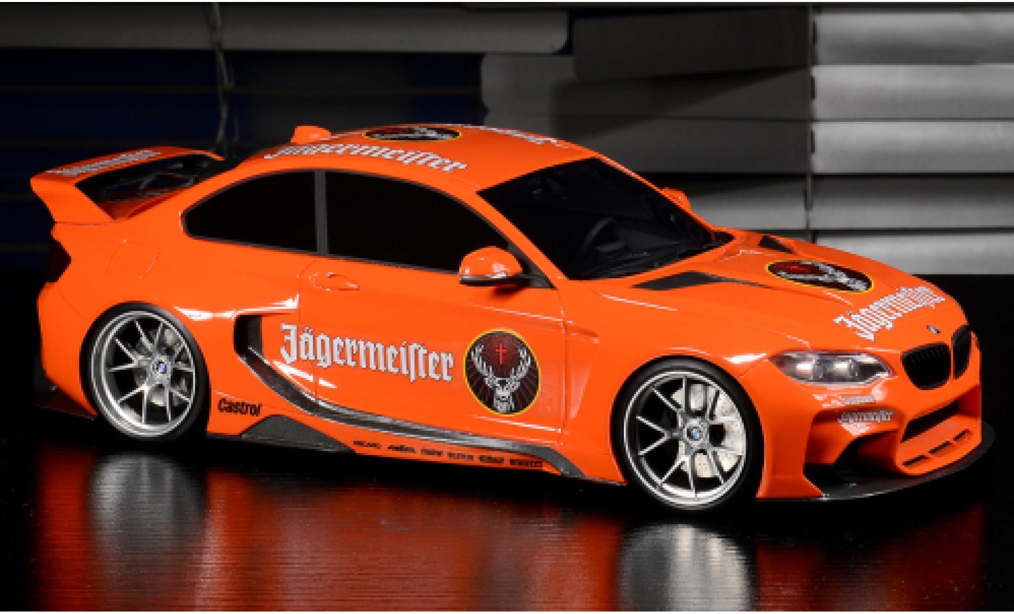 Bmw M235 1/18 GLM i (F22) DarwinPRO MTC Black Sails Widebody orange Jägermeister 2015 modellino in miniatura