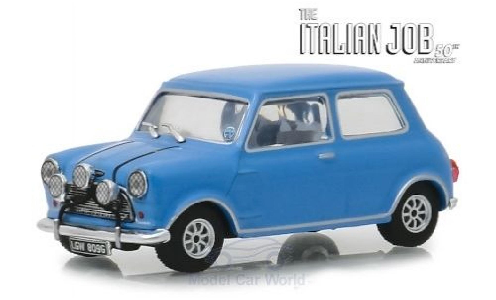 Austin Mini 1/43 Greenlight Cooper S 1275 MkI blu RHD The Italian Job 1967 modellino in miniatura