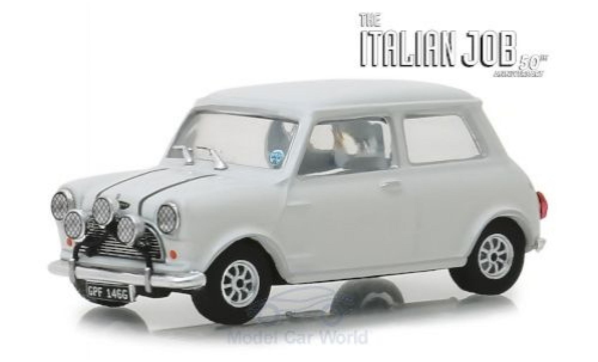 Austin Mini 1/43 Greenlight Cooper S 1275 MkI bianco RHD The Italian Job 1967 modellino in miniatura