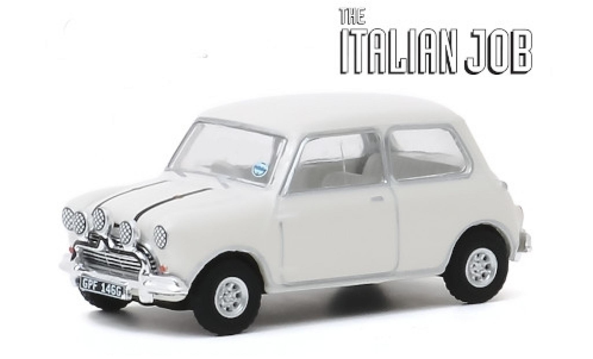 Austin Mini 1/64 Greenlight Cooper S 1275 MkI bianco/nero RHD 1967 The Italian Job modellino in miniatura