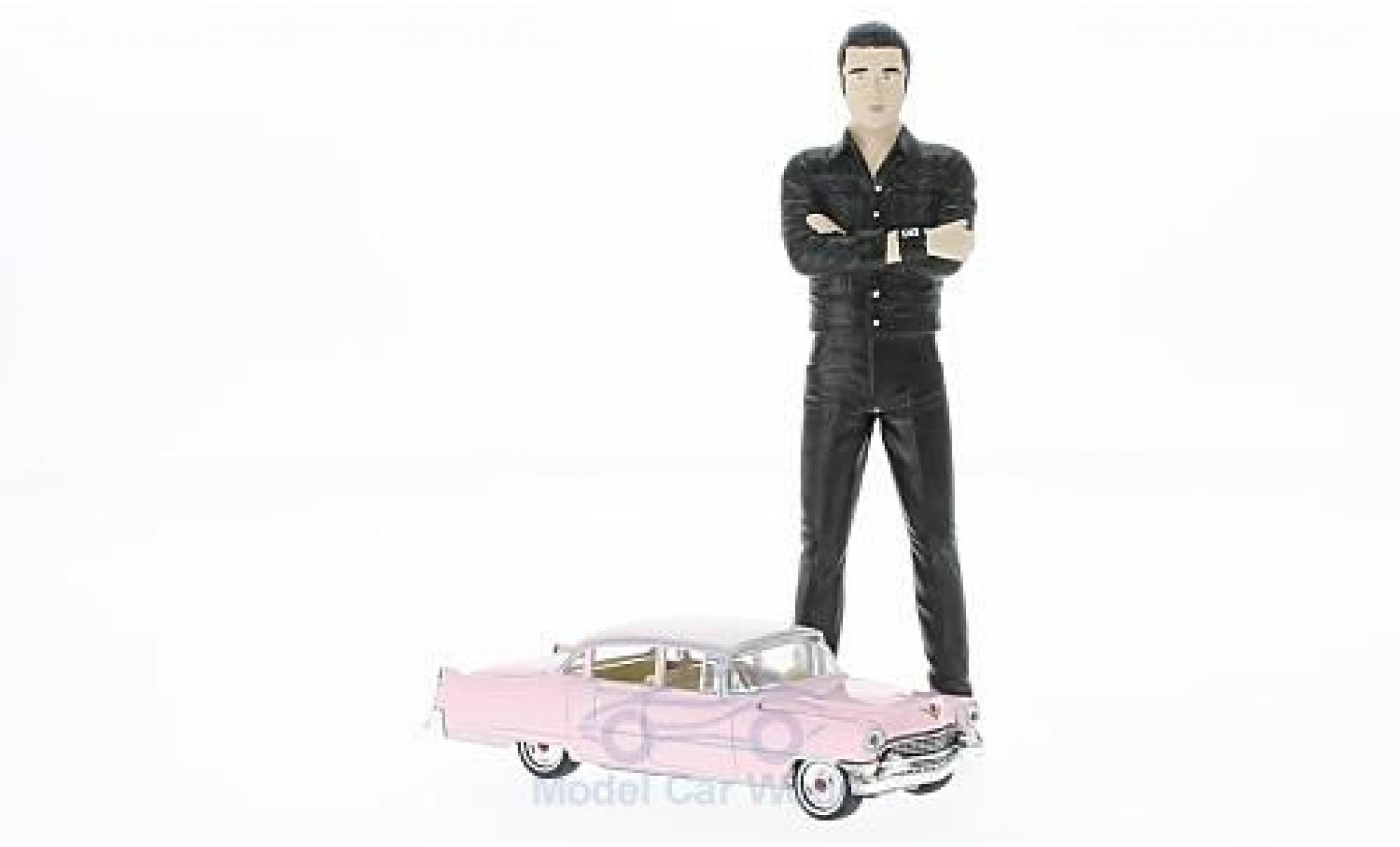 Cadillac Fleetwood 1/64 Greenlight Series 60 rosa 1955 mit Elvis Figur in 1:18 ohne Vitrine modellino in miniatura